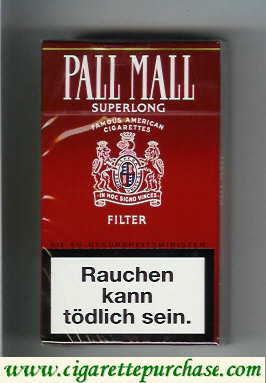 Pall Mall SuperLong Famous American Cigarettes Filter 100s cigarettes hard box